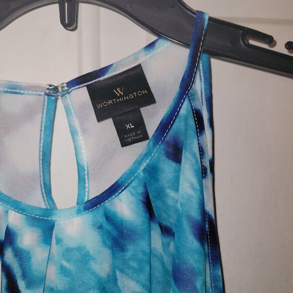 Worthington Camisole Tank Top XL * Sleeveless Blouse * Flowy Top * Blue - Picture 2 of 3